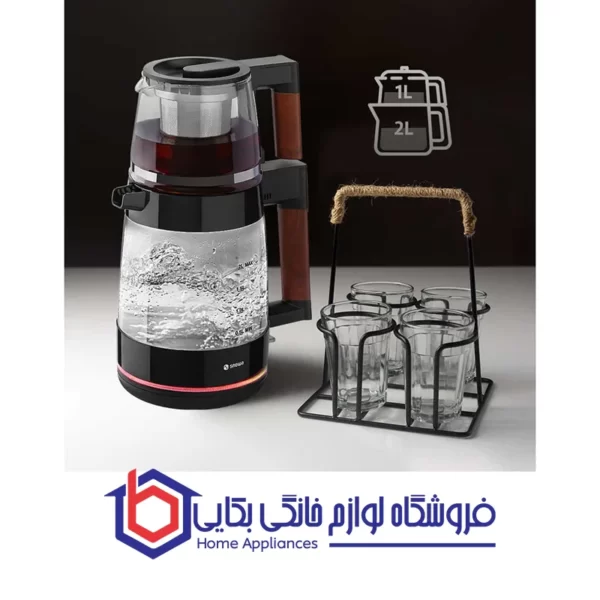 برسی چای ساز شیشه ای اسنوا سری Lux مدل STM-GS1650BK