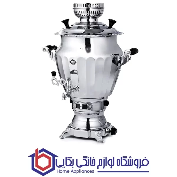 سماور گاز سوز عالی نسب مدل نگین سیمین - 6 لیتری